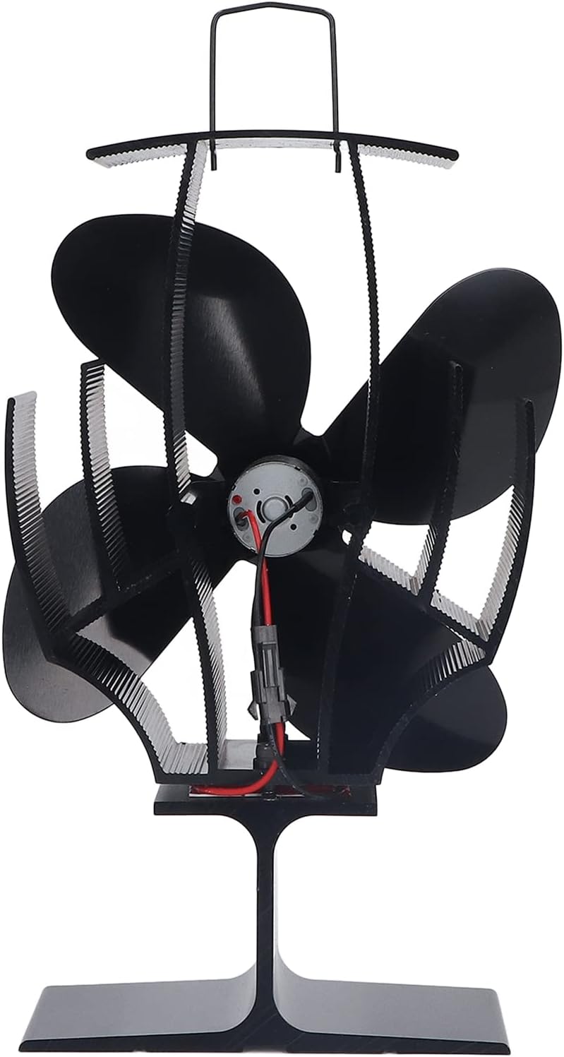 woobles Heat Powered Stove Fan, 4 Blades Heat Powered Strong Airflow 1500rpm Low Noise Wood Stove Fan, Wood Buring Stove Fan - Image 2